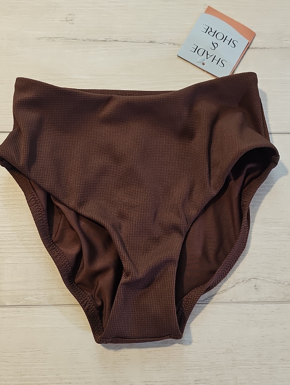 Shade & Shore Women's XS Chocolate Brown Basketweave Bikini Bottom